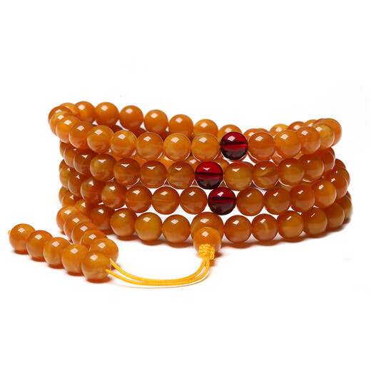 Fat Donglai's same beeswax necklace is selected from Burma's old multi-circle 108 Buddha beads raw mineral amber, old beeswax 108 beads diameter 6mm
