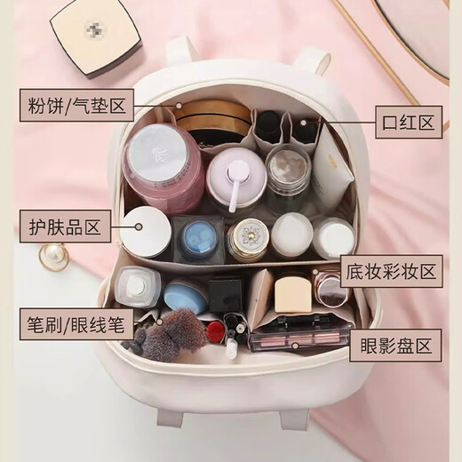 Ono Sieben-Tage-Make-up-Tasche für Frauen tragbare neue tragbare Reise mit großer Kapazität Reisen Toilettenartikel und Hautpflegeprodukte sortieren Aufbewahrungsbeutel großer Schalenbeutel [Milch weiß] 23*22*9