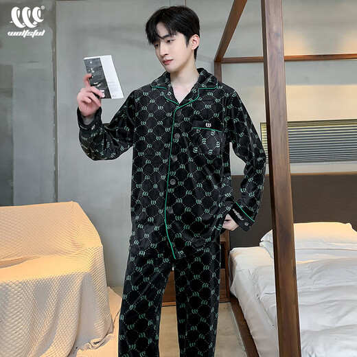 Aimu Meigui Island Velvet Pyjamas pour hommes en automne et en velours or d'hiver Velvets chauds à manches longues Velvet plus taille pour hommes de vêtements pour hommes LJF9711 hommes-bleu 175 (xl) recommandé de porter du poids 140-160 Jin [Jin est égal à 0,5 kg]