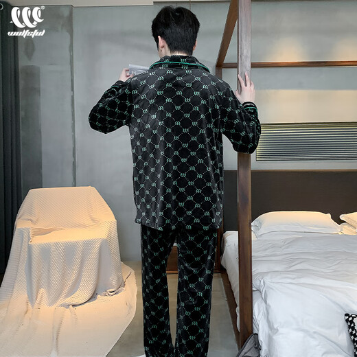 Aimu Meigui Island Velvet Pyjamas pour hommes en automne et en velours or d'hiver Velvets chauds à manches longues Velvet plus taille pour hommes de vêtements pour hommes LJF9711 hommes-bleu 175 (xl) recommandé de porter du poids 140-160 Jin [Jin est égal à 0,5 kg]