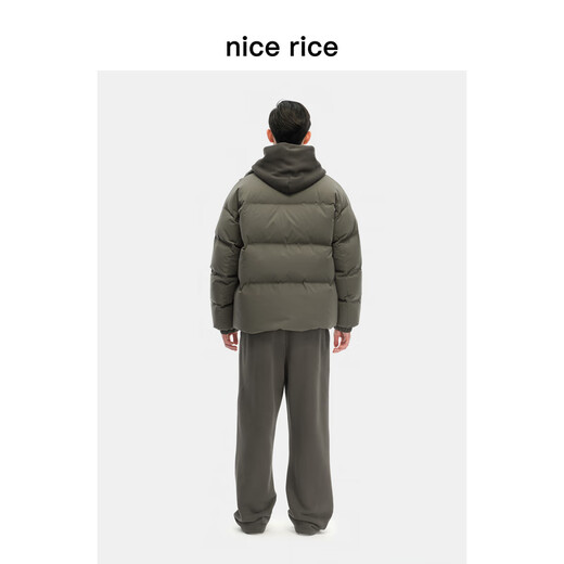nice rice好饭 冬季400G全棉毛圈布反面绒底做旧宽松卫裤NGD12048 咖啡色（400G） L