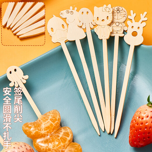 Suncojia Cartoon Disposable Fruit Picks Dessert Plate Display Pastry Picks Cute Cartoon Exquisite Bamboo Picks About 45 Count