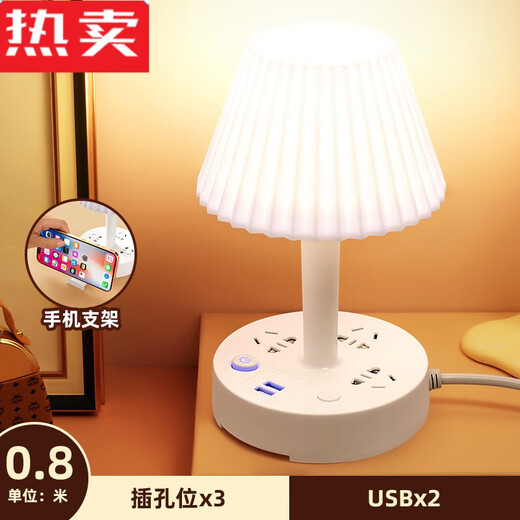 辉客映上智能语音控制卧室台灯床头灯插电桌面床头柜插座小夜灯高级感 3插位+2 0.8米 无语音功能