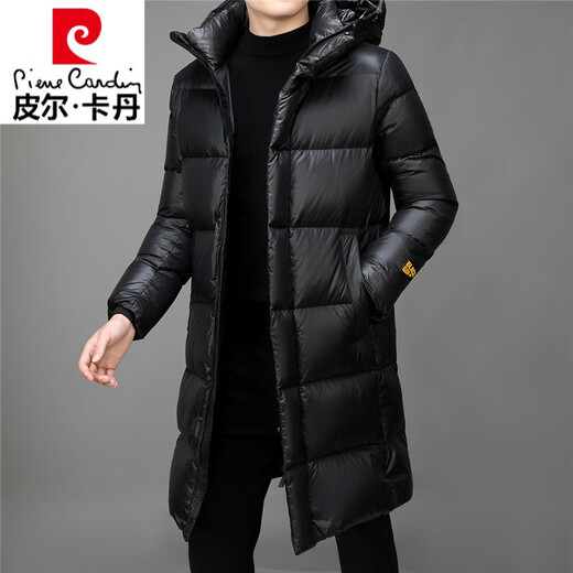 Pier Cardin Veste à bas de la longueur masculine pour hiver haut de gamme épaissie de veste à capuche en or noir chaud épaissie 2024 Nouveau style noir 9902 long 2xl 160-180jin [Jin est égal à 0,5 kg]
