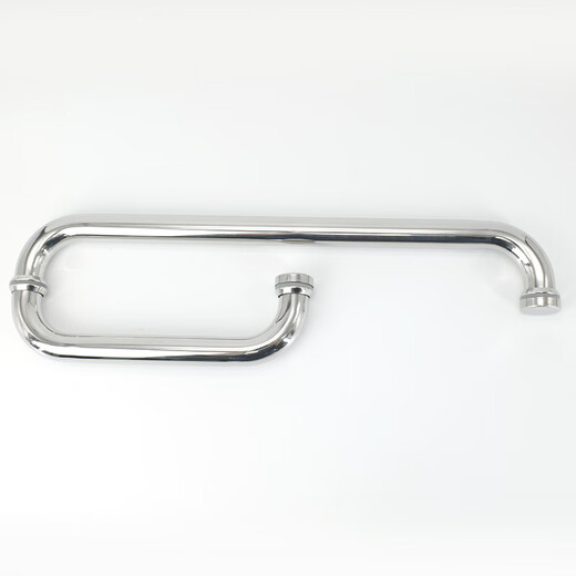 Bingyu bathroom glass door handle 304 stainless steel L-shaped long and short three-hole door handle bright extra thick 25*425*225mm BH-609