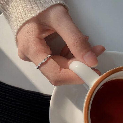 米蔓（MIMORE）S925银莫比乌斯环戒指女小众设计ins简约素圈食指戒子可调节指环
