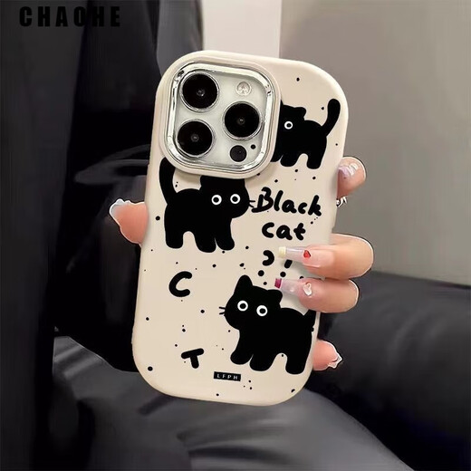 Trendy and cute cats suitable for Redmi K70 mobile phone case Xiaomi 14 oval silicone Note13 cartoon soft case 12TPRO men's and women's K60 anti-wear and fall-proof three black cats on blue background soft case Xiaomi 14