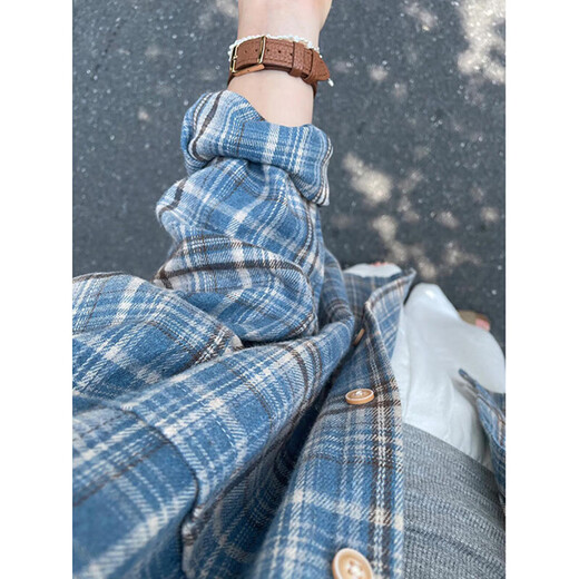 Pei Shiyan Blue Grinding Camisa a cuadros Autumnia e invierno de manga larga para hombres Plus Velvet La chaqueta de camisa de estilo de cercanías estadounidense en terciopelo C9734 Orange Plus Velvet M 95-115Jin [Jin equivale a 0.5 kg] se puede usar