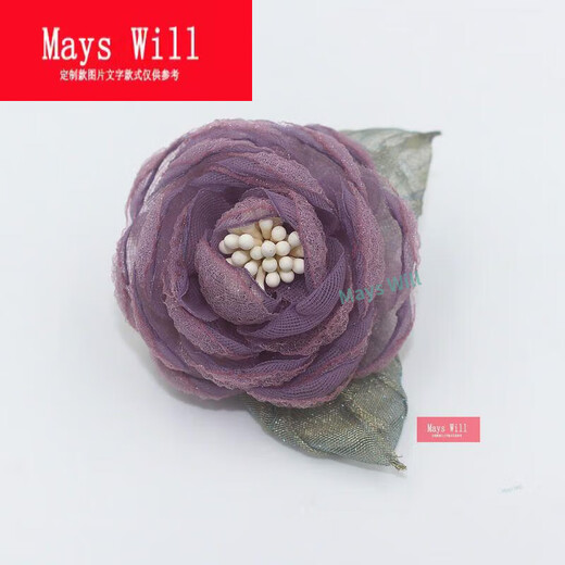 Mays Will temperament camellia brooch fabric Japanese and Korean female flowers long blue needle.