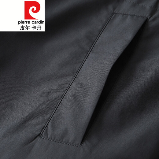 皮尔卡丹秋冬新款中年男士中长款风衣连帽男装商务休闲帅气大衣外套针织 铁青色 M 170