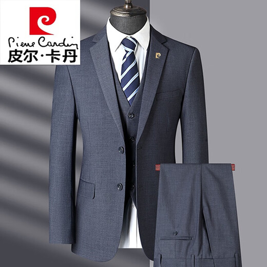 Pierre Cardin suit men's business casual three-piece suit high-end middle-aged dress jacket knitted gray 180 yards recommended 140 Jin Jin equals 0.5 kg -150 Jin Jin equals 0.5 kg