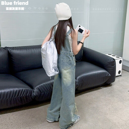 女童春装套装2025新款美式复古大童背带裤时髦秋夏季女孩两件套潮 背心+粉色背带裤【套装】 160cm