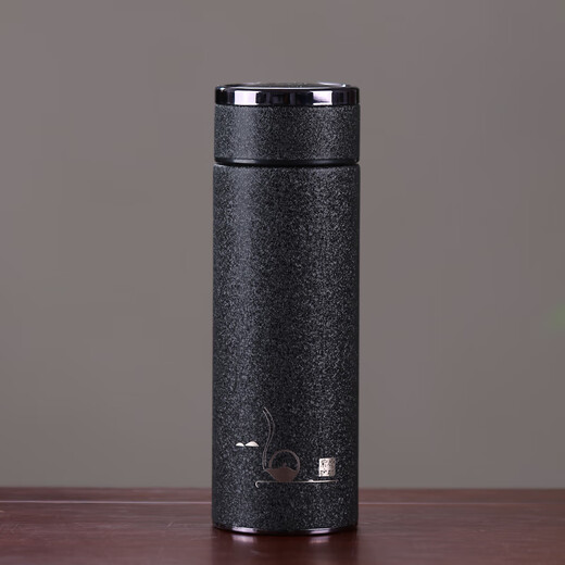 Qiyi Zisha Thermal Cup Men's High-end Tea Cup Business Gift Retirement Memorial Gift Water Cup Custom Engraving LOGO Frosted Black Straight Cup (Broken Box) 350ml