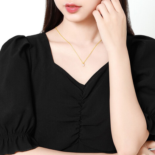 Mengjinyuan 18K gold pendant for women, gold 750 pearl pendant, simple clavicle chain birthday gift for girlfriend, pearl diameter is about 5.5mm - gold weight is about 0.09g