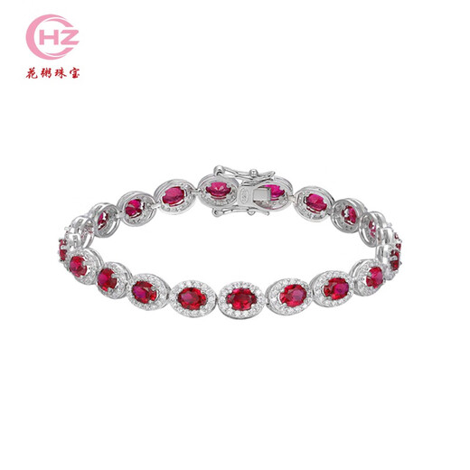 Huazhu New Ruby Bracelet Light Luxury Exquisite Pigeon Blood Ruby Bracelet Silver Plated 18K Gold Gift for Wife, Girlfriend, Best Friend 15.8cm