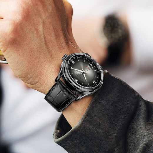 Borman (Borman) Deutsch zertifiziert ultra-dünn Uhr Herren Vollautomatische mechanische Uhren-Waterfische europäische, amerikanische, deutsche, schweizerische Uhr 3878 Silberschalengrün-Stahlgürtel