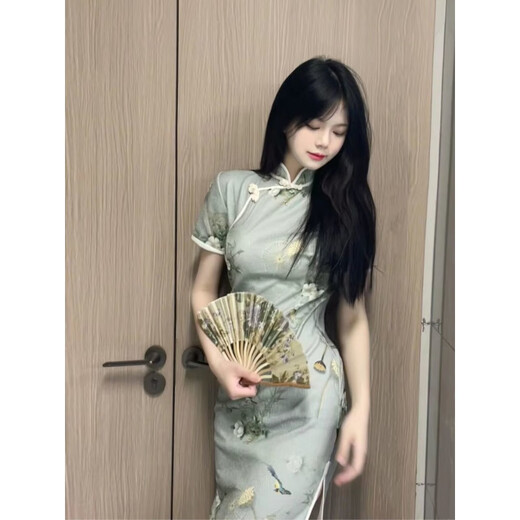 赏峰新式旗袍2024年新款设计感小众改良年轻款少女国风气质高端复古裙 838米白色 S