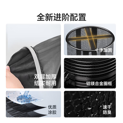 LIANQIU even ball fish guard fisherman bag black pit competitive fish net pocket fishing net rubberized thickened quick-drying small fish guard net fishing gear 45cm 3m black gold round fish guard