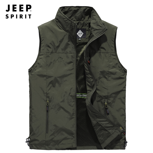 
JEEP SPIRIT vest men's spring and autumn new solid color vest jacket men's photography breathable windproof warmth and thin jacket black 3001 L (recommended 115-130Jin [Jin equals 0.5 kg])