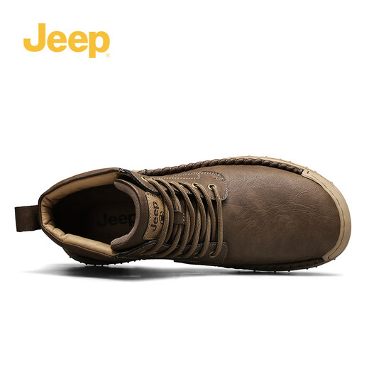 Jeep Jeep Martin Boots Herren Winter 2024 Neues echtes Leder weicher Sohle bequemer High Top Herrenschuhe und vielseitige Freizeit Lederstiefel Khaki 42