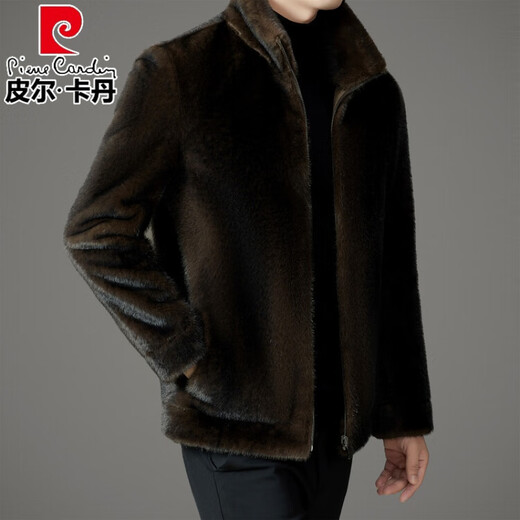 Piercardan high-end ferret fur jacket men's jacket winter new style fur integrated Haining double-sided warm coat men's black 48
