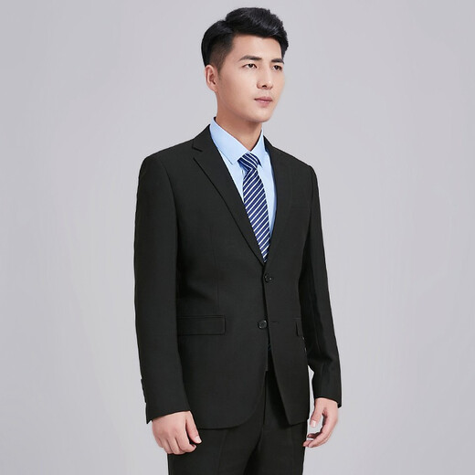 HAIPAIHAOYU西装男商务正装西服修身职业装伴郎服礼服单西男装外套 黑色两粒扣单上衣 175A 【推荐55-65kg】