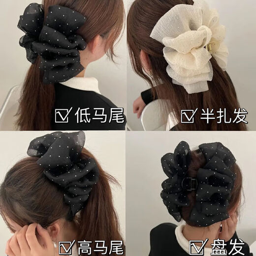 Princess Xiang Double-sided Mesh Cloud Bubble Clamp Female Princess on the Run Bow Hairpin Back of Head Shark Clip Headdress Hot Selling Two-Pack [Silver Wire] - High Quality