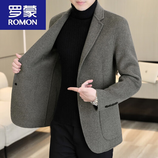 ROMON wool suit men's casual double-sided woolen coat youth fashion suit woolen coat 8803 camel double-sided woolen coat 2XL suitable for 145-165Jin Jin equals 0.5 kg