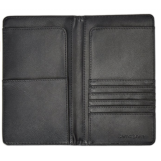 Billetera Samsonite (Samsonite), bolso para hombres, certificado, pasaporte de viaje de cuero, moda clásica y versátil, viajes de negocios y ocio 44818, negro, vida diaria simple 1 1