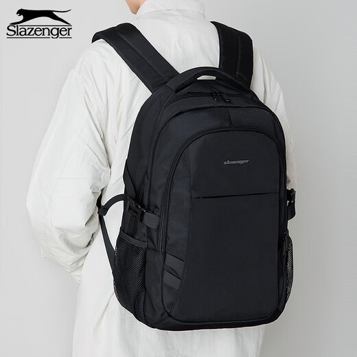 史莱辛格（Slazenger）男士双肩包旅行背包大容量笔记本书包16英寸商务电脑包 黑色 