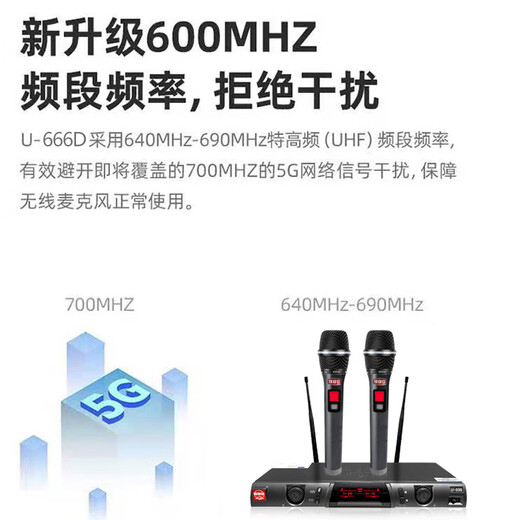 BBS无线一拖二专业麦克风舞台KTV专用家庭婚庆U段防啸叫U-666D/898 U-666D