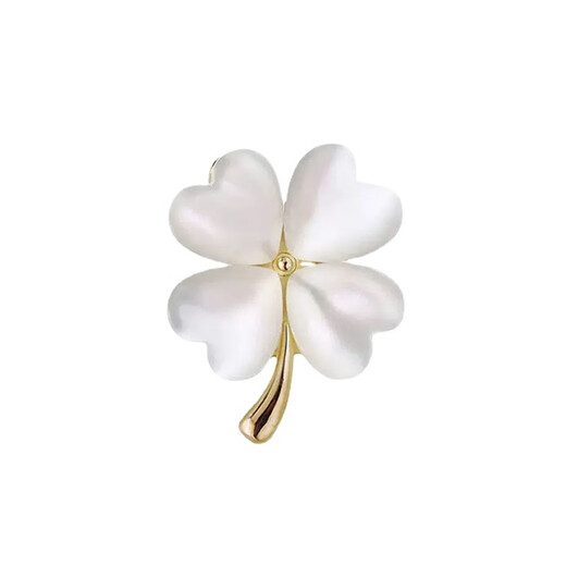 Sili Cat's Eye Four-leaf Clover Brooch Women's Exquisite Suit Corsage Pin Fixed Clothes Accessories Summer Anti-Exposed Buckle Golden Cat's Eye Four-leaf Clover