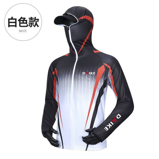 New summer fishing clothing for men, fishing sun protection clothing, anti-mosquito, new ice silk sun protection suit, ice silk fishing 189 white L