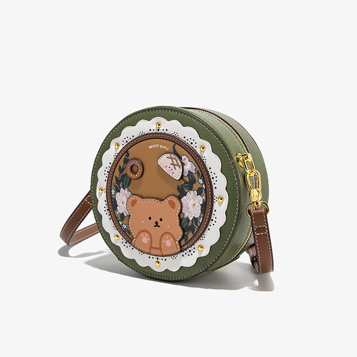 CLEVER & KETCHCK女包包新款2023复古单肩包斜挎包高级感小圆包生日礼物送女友 绿色