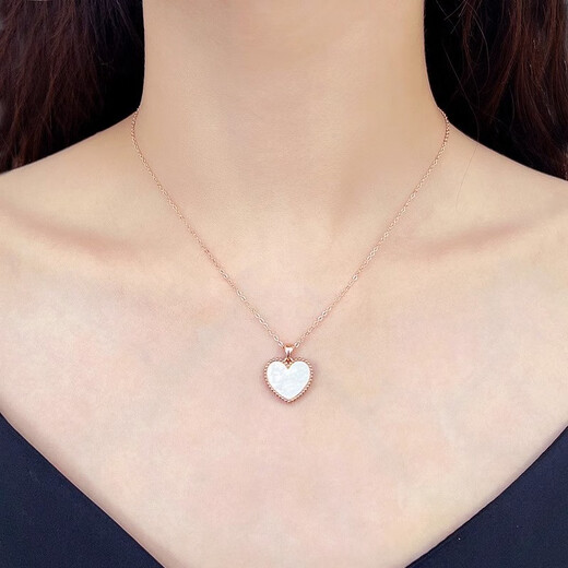 18K gold love pendant au750 rose gold colored gold gold necklace heart-shaped chain set birthday gift for girlfriend 18K gold rose gold (single pendant) 10mm red agate