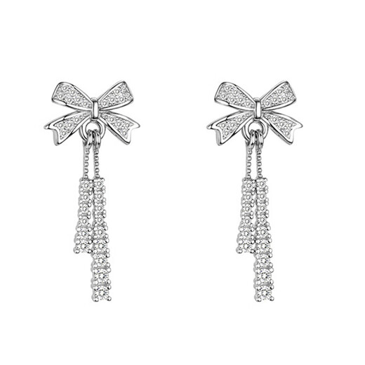 Dingjing 999 Pure Silver Butterfly Earrings Girl Birthday Gift Girlfriend Earrings Mid-Length Tassel Earrings Earrings