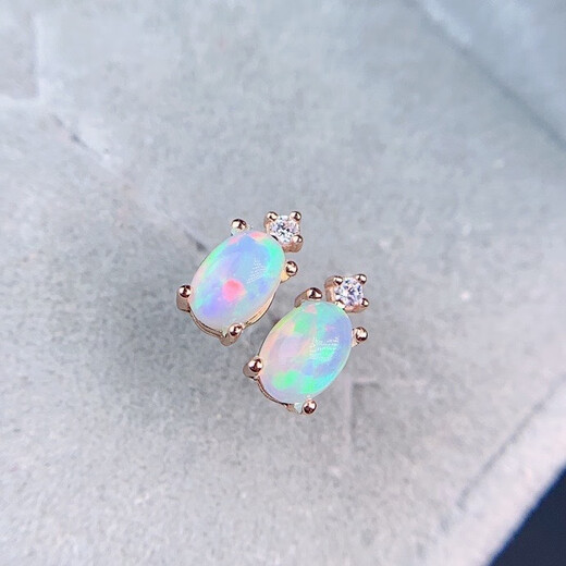 T&U Guaranteed New Natural Opal Stud Earrings Full of Fire 4*6mm 925 Silver Inlaid Special Offer Three Colors Available Remarks