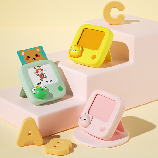 Geekpapa para el aprendizaje de niños Alfabetización de educación temprana Máquina de educación temprana China Pinyin Poetry Poetry Story Card Lector de iluminación Juguetes Pink Pig Máquina de educación temprana (Versión estándar Tarjeta de inglés)