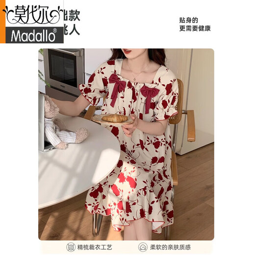 Modal pure cotton with chest pad nightgown for women's summer woven cotton short-sleeved thin sweet style pajamas 2025 new home R 9871 Pacha dog %23 with chest pad removable M [Suggest weight 75-100 Jin [Jin equals 0.5 kg]]