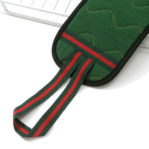 Extra coarse sling sling long bath towel double-sided adult back rub magic bath towel strong mud wiping sling extra thick 550D-pull sling + gloves dark green