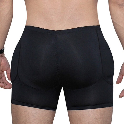 Modal Men's Body Shaping Butt Lifting Underwear Hip Pads Padded Thickened Breathable Beautiful Buttocks Fake Butts Enlarged Hips Full Hips Boxer Briefs Black Pants + Hip Pads XL