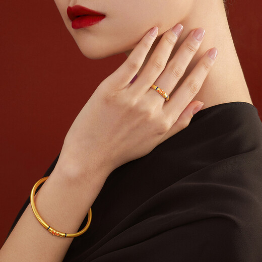 Liufu bijoux fuman héritage séries softs gardien gardenia colored artisan anneau ouverture anneau à prix gmg40031 5,24 grammes (y compris le coût de la main-d'œuvre 681 yuan)
