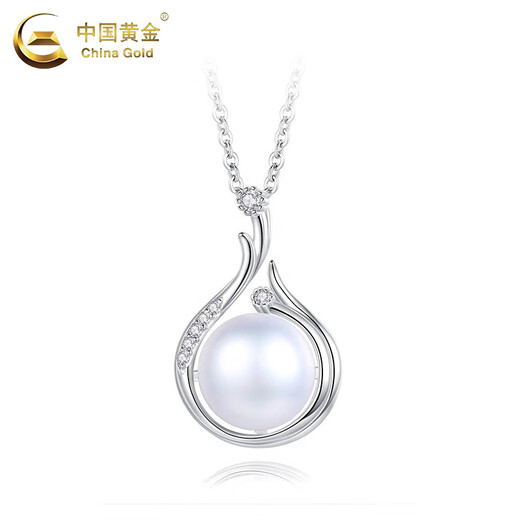 CHINA GOLD Pearl Necklace Women's S925 Silver High-Level Clavicle Chain Young Pendant Birthday Gift for Mom and Girlfriend Jingsuda* Pearl Necklace Zhongjin Gift Box