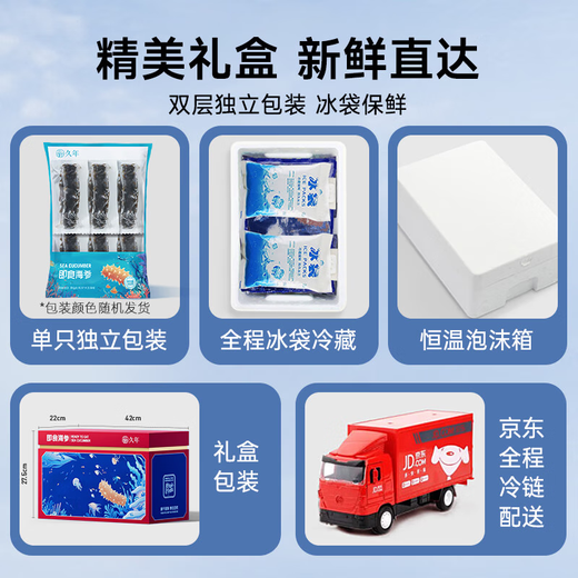Jiunian Dalian ready-to-eat sea cucumber OCC3Jin Jin equal to 0.5kg 15-21 pieces individually wrapped gift box Liao sea cucumber seafood gift box