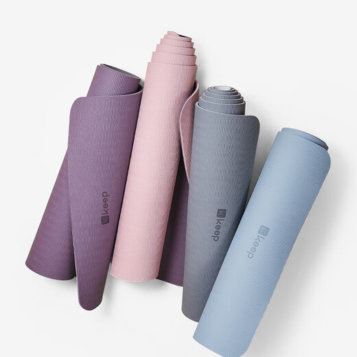 Keep stretch mat yoga mat, entry-level two-color thickened lengthened fitness mat, anti-slip yoga jumping mat TPE 12801 classic 61cm blue/silver gray-7mm