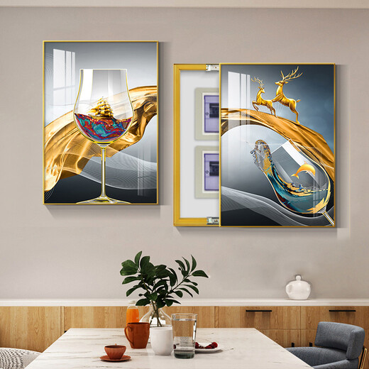 Yusenyi Restaurant Electric Meter Box Two-Link Decorative Painting Light Luxury No-Puncture Distribution Box Main Switch Box Covering Multimedia Box 15838/15839 40*60 (accommodation 30*50) Left Sub-Push Push Pull