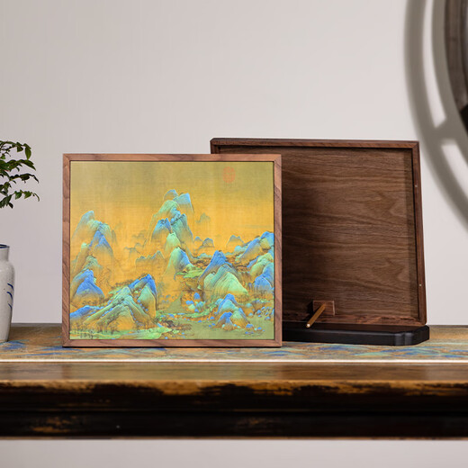 Huying Jiangshan Fu Four Treasures of the Study Set Pen, Ink, Paper and Inkstone Writing Brush Set High-end Calligraphy Inkstone Ink Table She Inkstone Brass Pen Holder Master's Handmade Walnut Wood New Year Gift Box