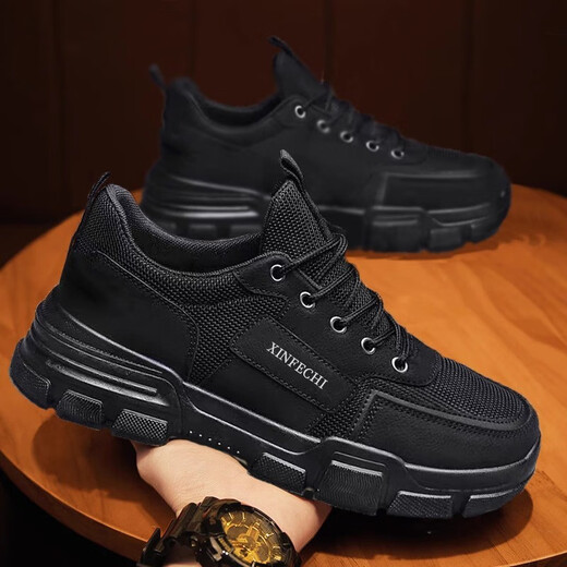 
Qiaoyi waterproof and non-slip short boots 2024 spring and autumn men's wear-resistant labor shoes versatile short tube construction site work shoes men's board shoes spring and summer trendy men's shoes [black size 40]