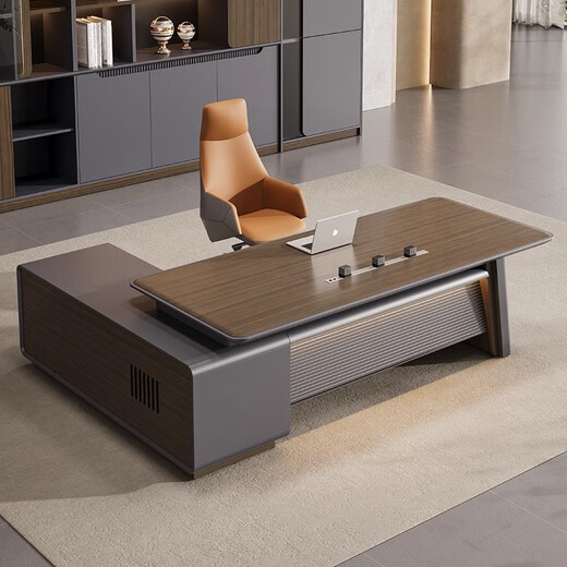 Hanjitangyu Italian minimalist office desk boss table modern light luxury high-end desk leader office furniture table and chair combination 2.2m single cabinet boss table + boss chair