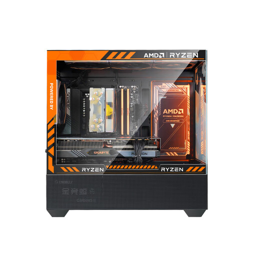 AMD Ryzen R5 9600X assembled computer RTX5060Ti/RX9060XT graphics card Delta mobile gaming desktop computer complete machine design editing drawing DIY assembly machine cardless version R5 9600X+16G+1TB integrated display host kit